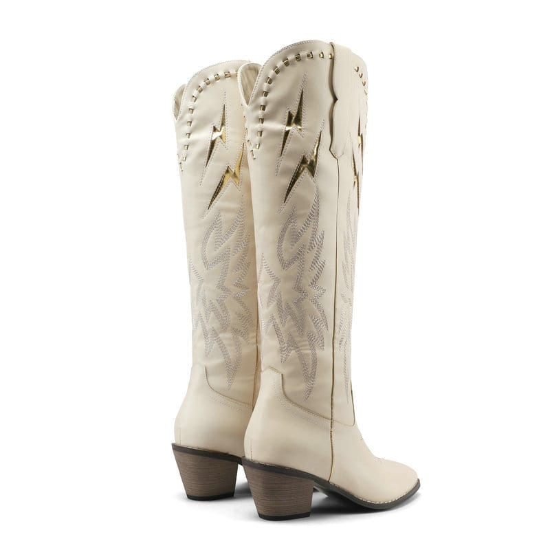 Women’s Lightning Embroidered Knee-High Western Boots-60039