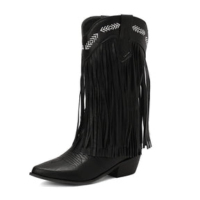 Women's Sterling Fringe Tall Western Boots-60024