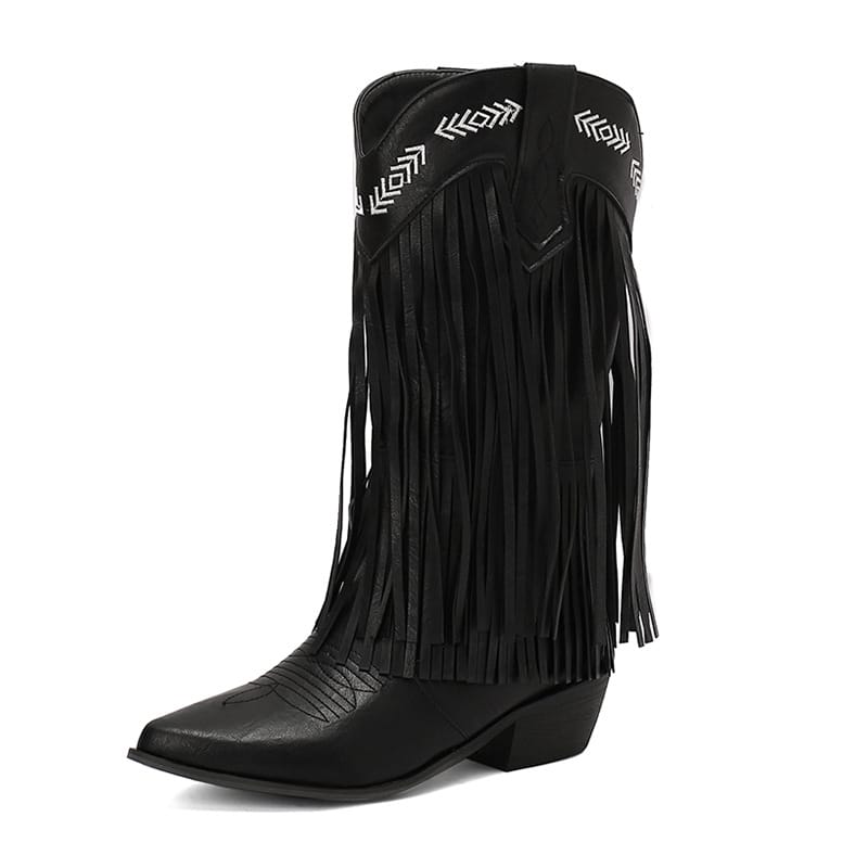 Women's Sterling Fringe Tall Western Boots-60024