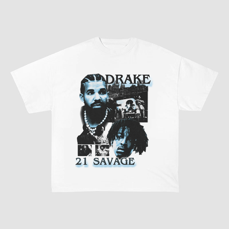 DRAKE AND 21 SAVAGE WEIGHT COTTON TEE-5709