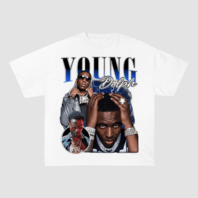 YOUNG DOLPH "YOUNG DOLPH" TEXT LOGO HEAVYWEIGHT COTTON TEE-57023
