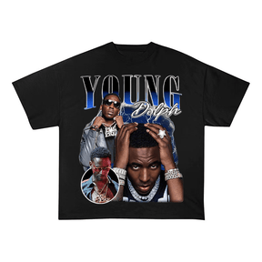 YOUNG DOLPH "YOUNG DOLPH" TEXT LOGO HEAVYWEIGHT COTTON TEE-57023