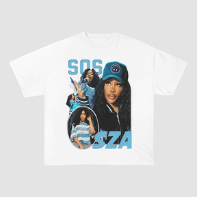 VINTAGE SZA MULTI-PORTRAIT S.O.S STYLE HEAVYWEIGHT COTTON TEE-57031