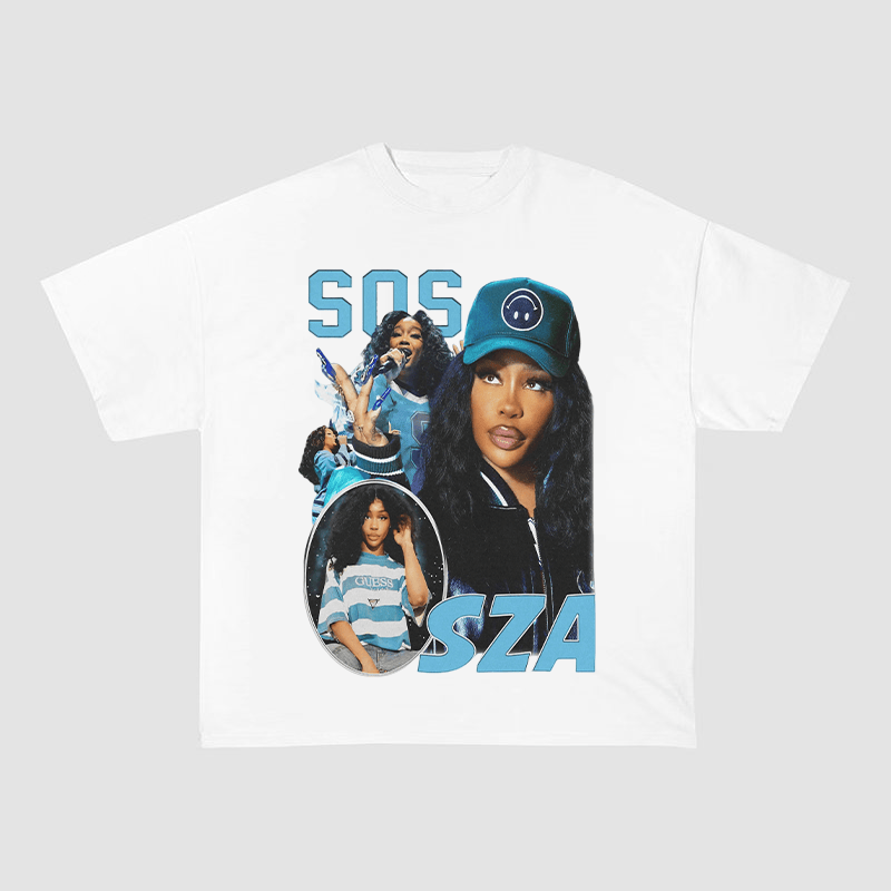 VINTAGE SZA MULTI-PORTRAIT S.O.S STYLE HEAVYWEIGHT COTTON TEE-57031