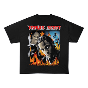 TRAVIS SCOTT FIRE FLAME HEAVYWEIGHT COTTON TEE-57034