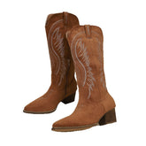 Women’s Suede Floral Embroidered Tall Western Boots-60026