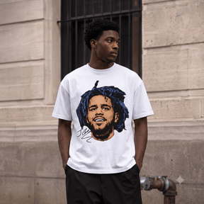 J. COLE BLUE DREADS PORTRAIT HEAVYWEIGHT COTTON TEE-57037