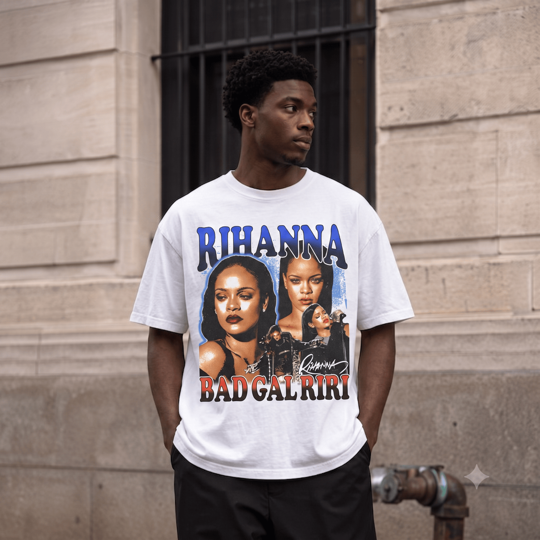 RIHANNA SIGNATURE PRINT HEAVYWEIGHT COTTON TEE-57016