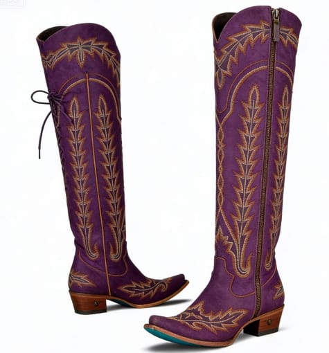 WOMEN’S OVER-THE-KNEE DISTRESSED LEATHER WESTERN BOOTS-60030