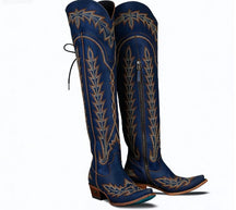 WOMEN’S OVER-THE-KNEE DISTRESSED LEATHER WESTERN BOOTS-60030