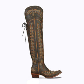 WOMEN’S OVER-THE-KNEE DISTRESSED LEATHER WESTERN BOOTS-60030