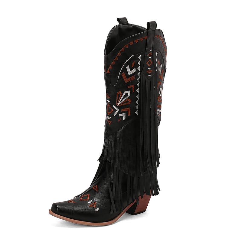 Women’s Fringe High Western Boots-60036