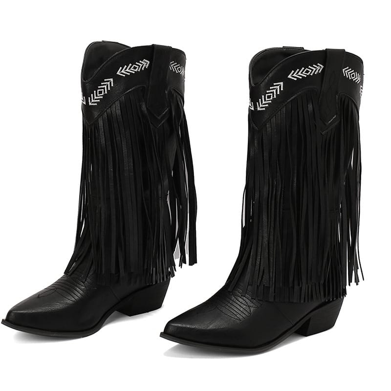 Women's Sterling Fringe Tall Western Boots-60024
