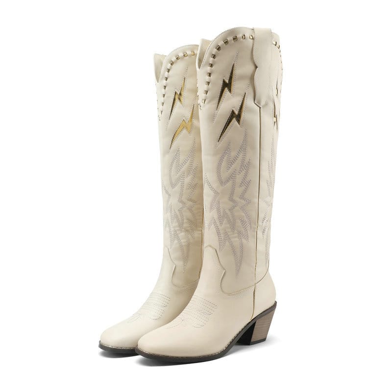 Women’s Lightning Embroidered Knee-High Western Boots-60039