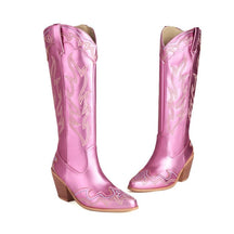 Women’s Denim Embroidered Knee-High Western Cowboy Boots-60031
