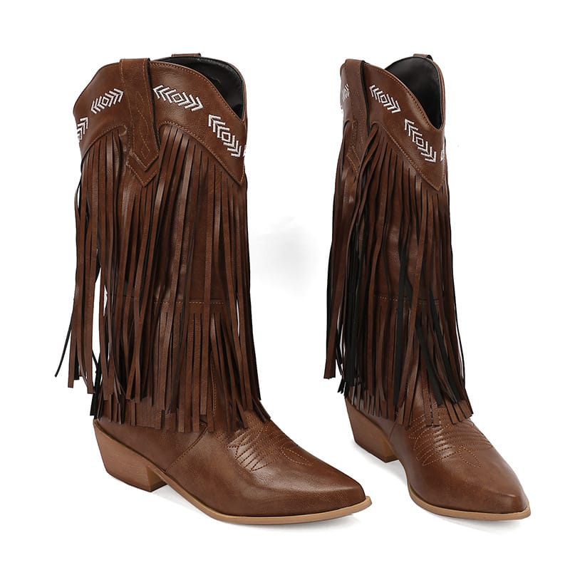 Women's Sterling Fringe Tall Western Boots-60024