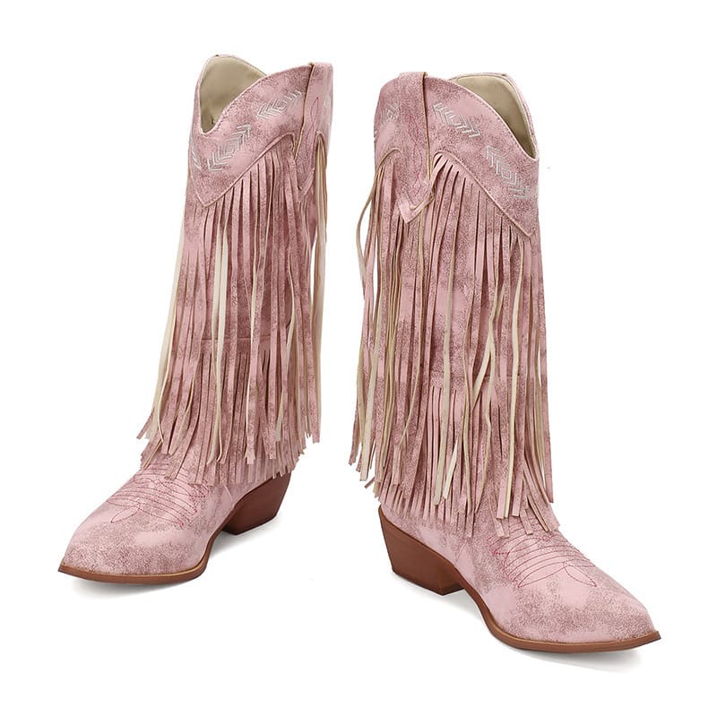 Women's Sterling Fringe Tall Western Boots-60024