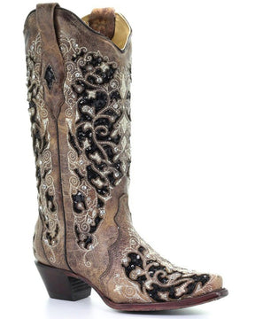 Women's Sequin Inlay Western Boots-60025