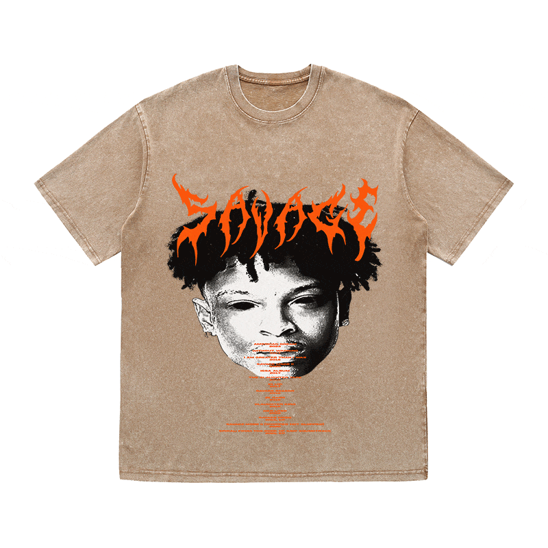 RDMCLOTHINGART tapestry hoodie 21 SAVAGE HEAVY WEIGHT COTTON TEE-8882
