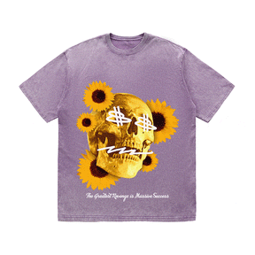 RDMCLOTHINGART tapestry hoodie SUNFLOWER SKULL HEAVY WEIGHT COTTON TEE-9055