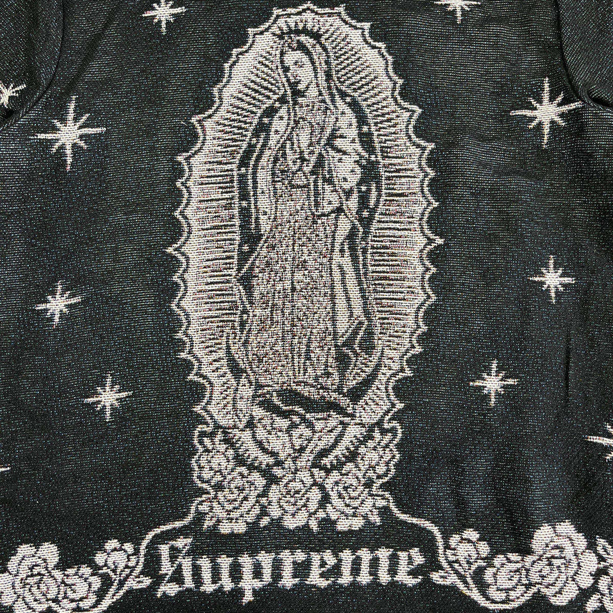 RDMCLOTHINGART tapestry hoodie VIRGENCITA BLACK TAPESTRY TEE